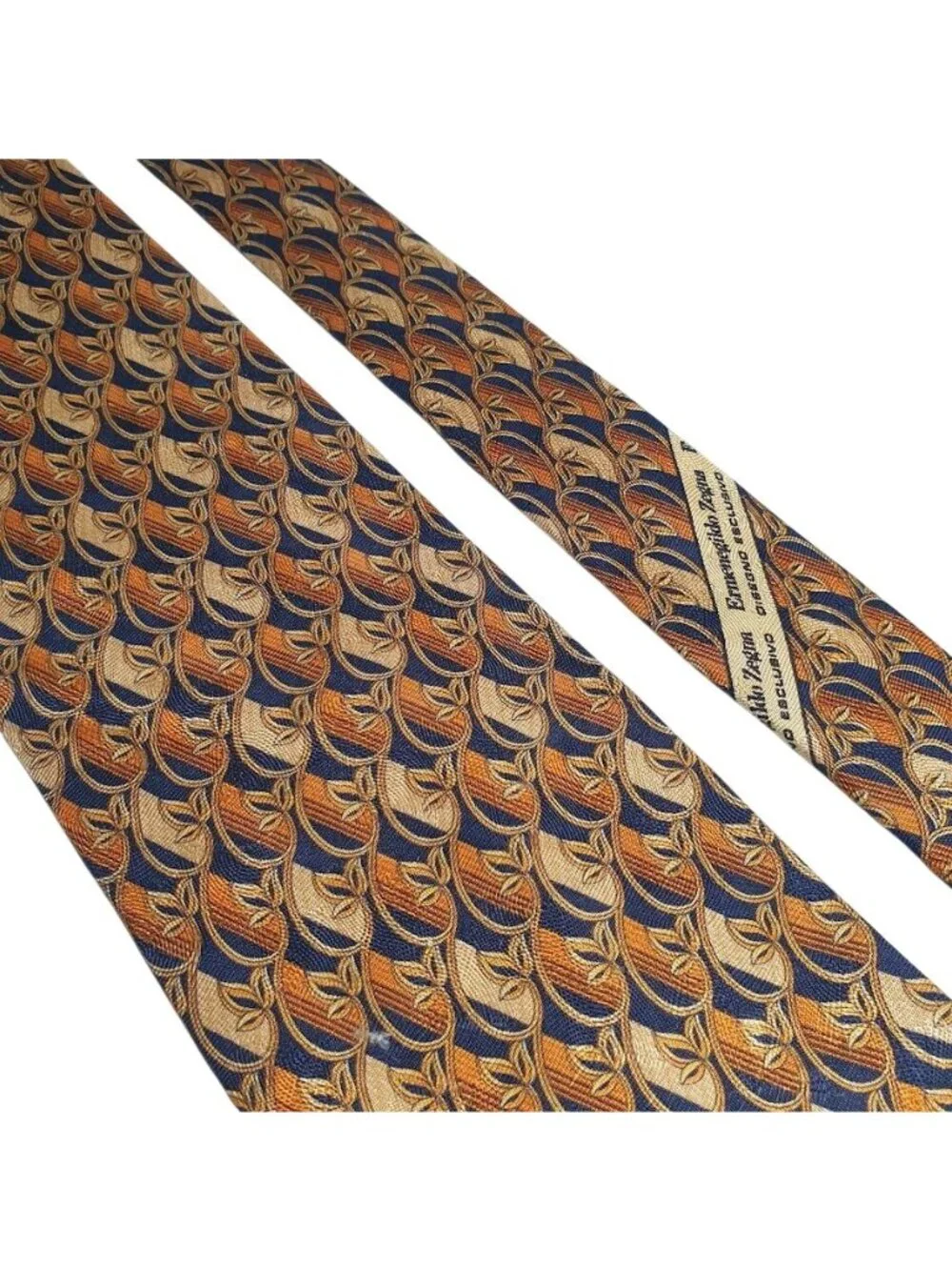 Ermenegildo Zegna Silk Multicolor Geometric Mens Tie Made In Italy 58 x 3.75